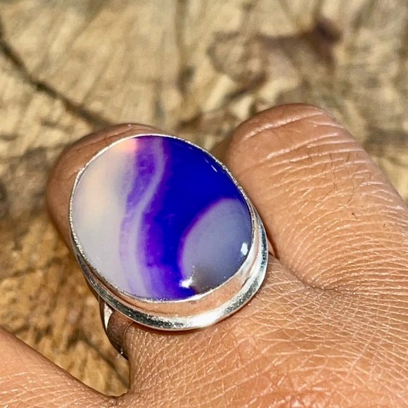 Purple Lace Agate Ring Size 10 1/2 - Picture 7 of 7